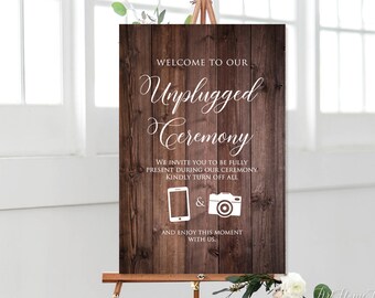 Unplugged Hochzeit Zeichen, Unplugged Hochzeitsschild, Rustikales Unplugged Zeichen, W485