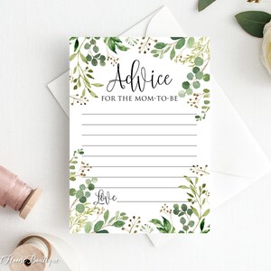 Cartões de conselhos para chá de bebê Greenery, deixe seu conselho, conselho para a futura mamãe, arquivo digital, BS34