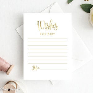 Gold Babypartywünsche für Babykarten, Wunschkarten, Digitale Datei, BS891
