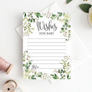 Greenery Babyparty-Wünsche für Babykarten, Garten-Babyparty, digitale Datei, BS34