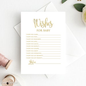 Gold Babypartywünsche für Babykarten, Wunschkarten, Digitale Datei, BS891