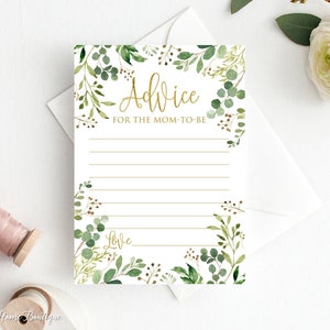 Cartões de conselhos para chá de bebê Greenery, deixe seu conselho, conselho para a futura mamãe, arquivo digital, BS33