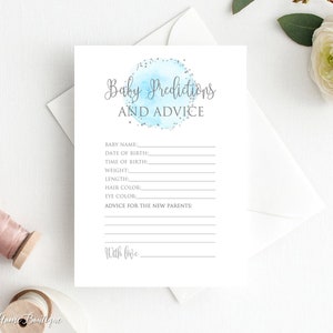 Jeu de pronostics et de conseils pour bébé, cartes de conseils bleus et gris pour baby shower, téléchargement immédiat, fichier numérique, BS050