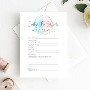 Jeu de pronostics et de conseils pour bébé, cartes de conseils roses et bleues pour baby shower, téléchargement immédiat, fichier numérique, BS056