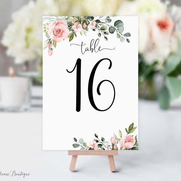 Blush Table Numbers, Blush Wedding Table Numbers, Floral Table Numbers, Blush Birthday Table Numbers, W1268