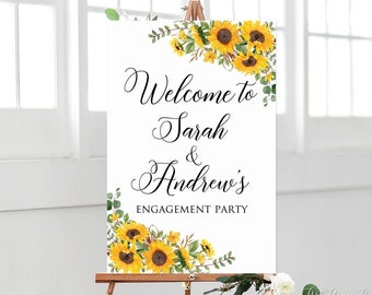 Sunflower Engagement Party Sign, Sunflowers Welcome Engagement Sign, Welcome to Our Engagement Sign, Digital file, W1025