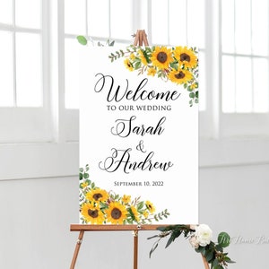 Sonnenblumen Hochzeit Willkommensschild, SonnenblumenWelcome Zeichen, Willkommen zu unserer Hochzeit Zeichen, Sonnenblumen Hochzeitsdeko, Sonnenblumen, Digitale Datei W1025