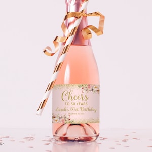 Birthday Mini Champagne Bottle Labels, Blush Birthday Champagne Bottle Labels, Boho Champagne Labels Mini, Digital File, W02