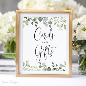 Botanical Wedding Cards and Gifts Sign, Greenery Cards and Gifts Sign, Gift Table Sign, Eucalyptus Cards and Gifts Sign, W1124