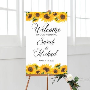 Sunflower Wedding Welcome Sign, Rustic Welcome Wedding Sign, Welcome To Our Wedding Sign, Sunflower Welcome Sign, W492
