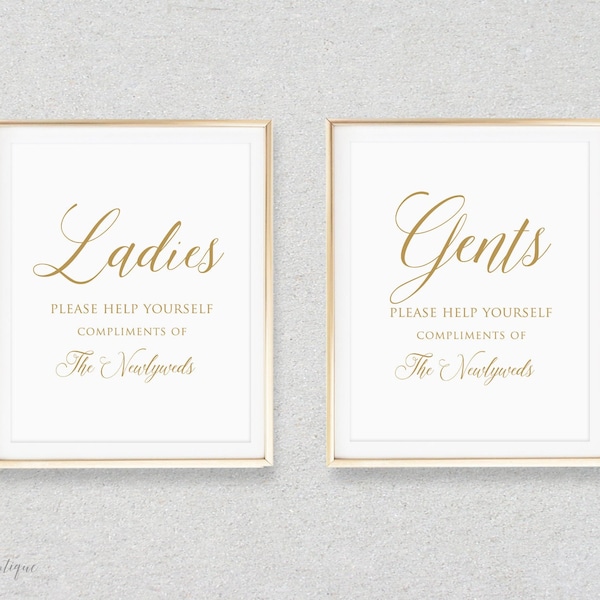 Gold Wedding Bathroom Basket Sign, Wedding Restroom Basket Sign, Bathroom Sign, Ladies Sign, Gents Sign, Men’s and Women’s Bathrooms, W248