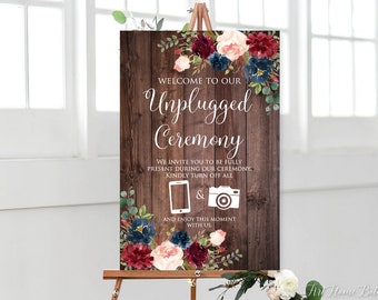 Unplugged Ceremony Sign, Unplugged Wedding Sign, Unplugged Sign, W417