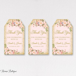 Blush and Gold Thank You Tags, Pink and Gold Favor Tags, Shower Favor Tags, Bridal Shower Thank You Tags, Wedding Thank You Tags, W547