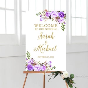 Welcome To Our Wedding Sign, Purple Wedding Welcome Sign, Lavender Wedding Welcome Sign, Printable Welcome Sign, W967