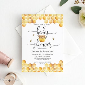 Honey Bee Baby Shower Invitation, Honey Baby Shower Invitation, Honey Invitation, Honey Bee Invitation, Digital File, W1500