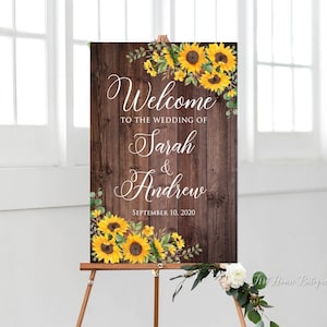 Sunflowers Wedding Welcome Sign, Rustic Welcome Wedding Sign, Welcome To Our Wedding Sign, Sunflowers Welcome Sign, Digital file, W1022-1