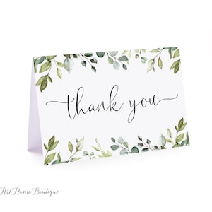Tarjetas de agradecimiento de vegetación, tarjeta de agradecimiento doblada, notas de agradecimiento botánicas, Crads de agradecimiento, descarga instantánea, W1124