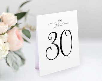 Tented Table Numbers, Folded Table Numbers, Tent Table Numbers, 1-30 Table Numbers, Modern Table Numbers, W1125-2