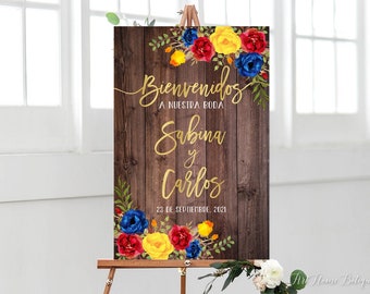 Bienvenidos a Nuestra Boda, Welcome Wedding Sign, Rustic Welcome Wedding Sign, Mexican Wedding Sign, Spanish Sign, Digital File, W810-2