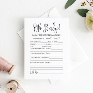 Jeu de pronostics et de conseils pour bébé, cartes de conseils classiques pour baby shower, téléchargement immédiat, fichier numérique, Oh Baby, BS59