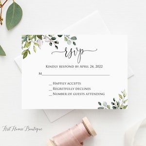 Tarjeta RSVP de vegetación, tarjeta RSVP de boda botánica, tarjeta RSVP de cumpleaños, tarjetas adicionales, inserción de invitación, W1124