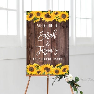 Sunflower Engagement Party Welcome Sign, Rustic Welcome Sign, Welcome to Our Engagement Sign, Digital file, W240