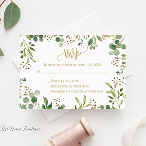 Tarjeta RSVP Greenery, Tarjeta RSVP de boda botánica, Tarjeta RSVP de cumpleaños, Tarjetas adicionales, Insertar, W33, BS33