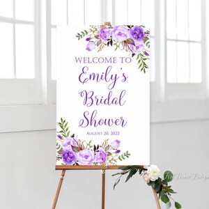 Lavender Bridal Shower Welcome Sign, Purple Bridal Shower Welcome Sign, Purple Decorations, Digital File, W1123