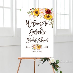 Sunflowers Welcome Bridal Shower Sign, Bridal Shower Welcome Sign, Large Welcome Sign, Floral Welcome Sign, W994