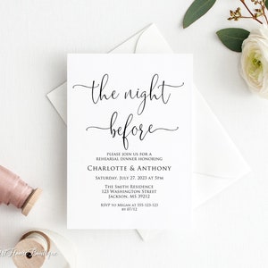 The Night Before Invitation, Modern Rehearsal Dinner Invitation, Digital File, W1125-1