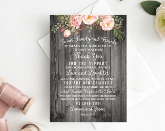 Rustic Wedding Place Thank You Cards, Wedding Thank You Card, Thank You Notes, W599