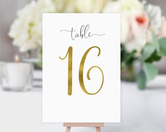 Gold Table Numbers, Modernl Table Numbers, Wedding Table Numbers, Birthday Table Numbers, W1127-1