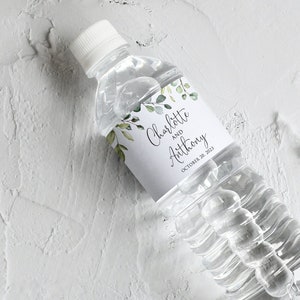 Botanical Wedding Bottle Labels, Greenery Wedding Water Bottle Labels, Greenery Bottle Labels, Digital File, W1124-4