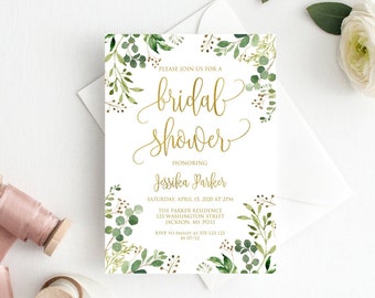 Greenery Bridal Shower Invitation, Eucalyptus Bridal Shower Invitation, Bridal Shower Printable, W33