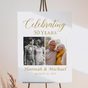 50th Wedding Anniversary Welcome Sign, Celebrating 50 Years, Photo Anniversary Welcome sign, Golden Anniversary Sign, 50th Wedding, W1409F