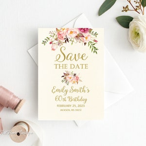 Save the Date for a Birthday Party, Birthday Save the Date, Ivory Save the Date, BW35
