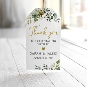 Greenery Thank You Tags, Botanical Favor Tags, Greenery Favor Tags, Wedding Thank You Tags, Personalized, Digital File, W1128-1