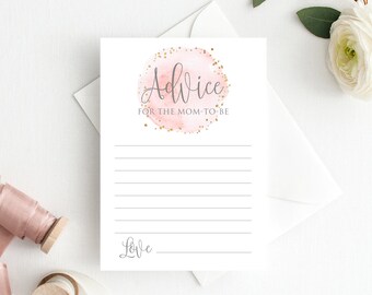Baby Shower Advice Cards, Please Leave Your Advice, Pink Gray Baby Shower, Advice for the Mom-to-Be, Digital File, #BS036