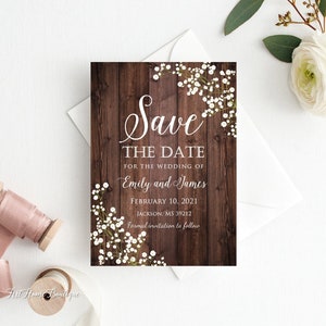 Schleierkraut Save the Date Karte, Schleierkraut Hochzeit Save the Date, Geburtstag Save the Date, Digitale Datei, W310-1
