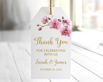 Orchid Thank you Tags, Orchid Favor Tags, Personalized, Digital File, W1183-1