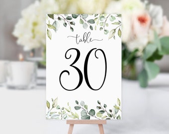 Greenery Table Numbers, Botanical Table Numbers, Greenery Wedding Table Numbers, Birthday Table Numbers, W1124