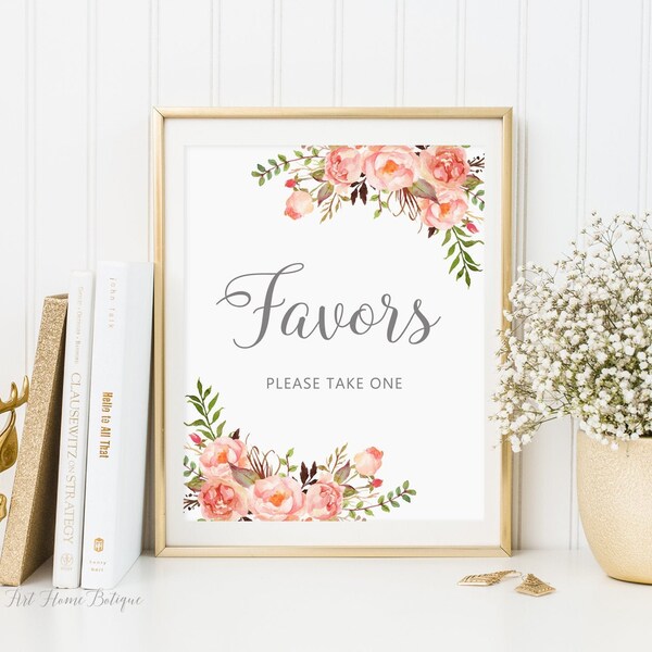 Coral Favors Sign, Wedding Favor Sign, Please Take One Sign, Coral Wedding Sign, Printable Wedding Sign, W935