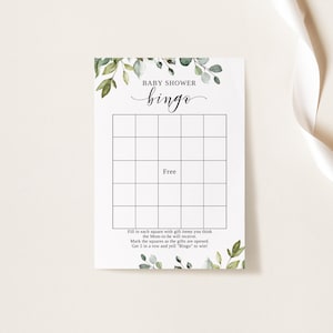 Botanische Baby Shower Bingo Spiel, Mutter-zu-sein, Greenery-Baby Shower Spiele, Sofort Download, digitale Datei, W1080