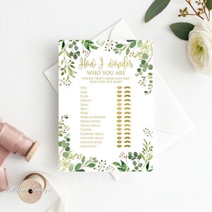 Baby Traits Game, Guess The Features Baby Shower Game, Greenery Baby Shower Games, Garden Baby Shower, Instant Download, Digital File, BS33