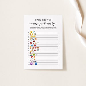 Modern Baby Shower Emoji Pictionary Game, Simple Baby Shower Emoji Pictionary Game, BS098