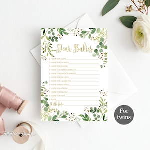 Cari bambini desideri, auguri di baby shower per le carte del bambino, carte di auguri di bambino in giardino, file digitale, verde Baby Shower, BS33