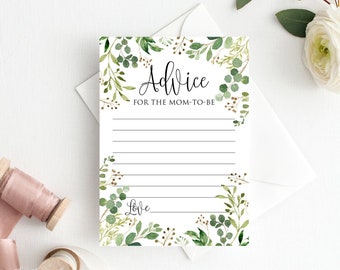Greenery Baby Shower Advice Cards, Please Leave Your Advice, Advice for the Mom-to-Be, Digital File, BS34