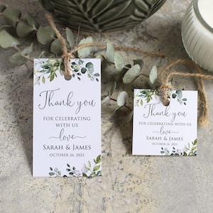 Botanical Thank You Tags, Greenery Thank You Tags, Wedding Thank You Tags, Greenery Favor Tags, Digital File, W1124