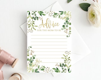 Greenery Baby Shower Advice Cards, Please Leave Your Advice, Advice for the Mom-to-Be, Digital File, BS33