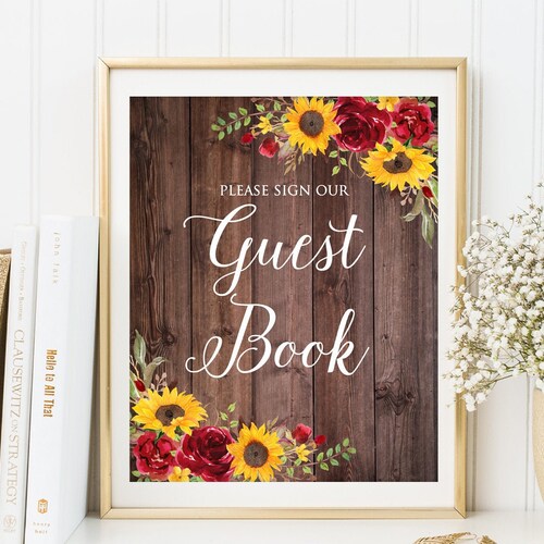 Sunflower Wedding Guest Book Sign Please Sign Our Guest Book Etsy